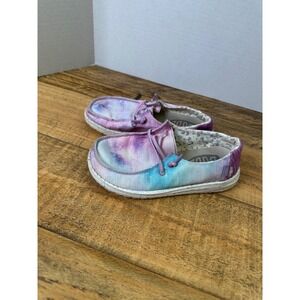 Hey Dude Wendy Youth Dreamer Tie Dye Purple Blue Pink Slip On Loafers K13